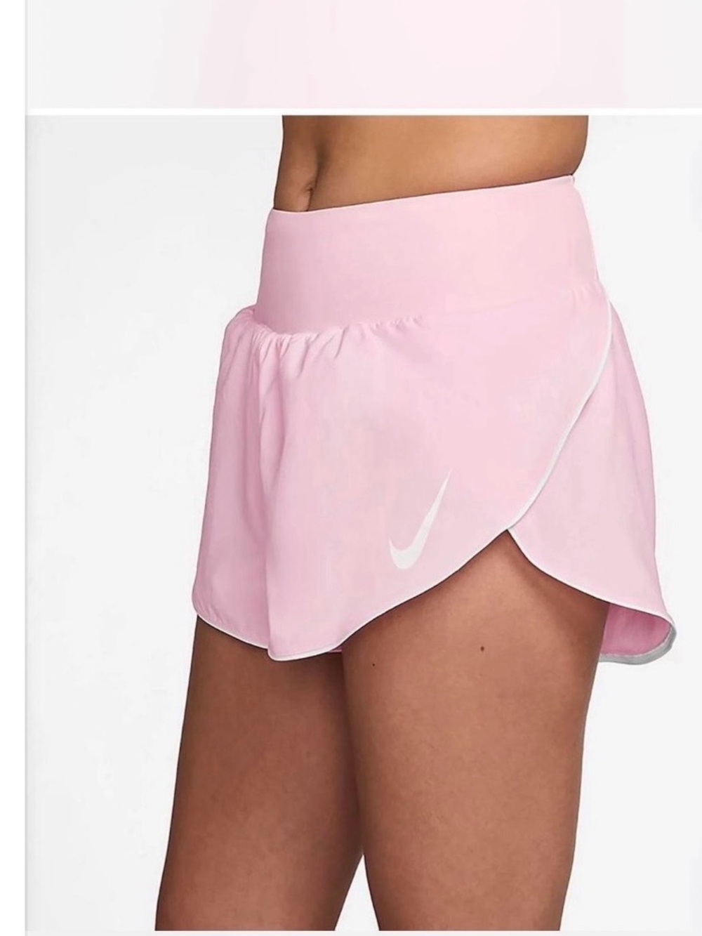 🆕Nike Women's Light Pink Athletic Running Shorts with White Swoosh